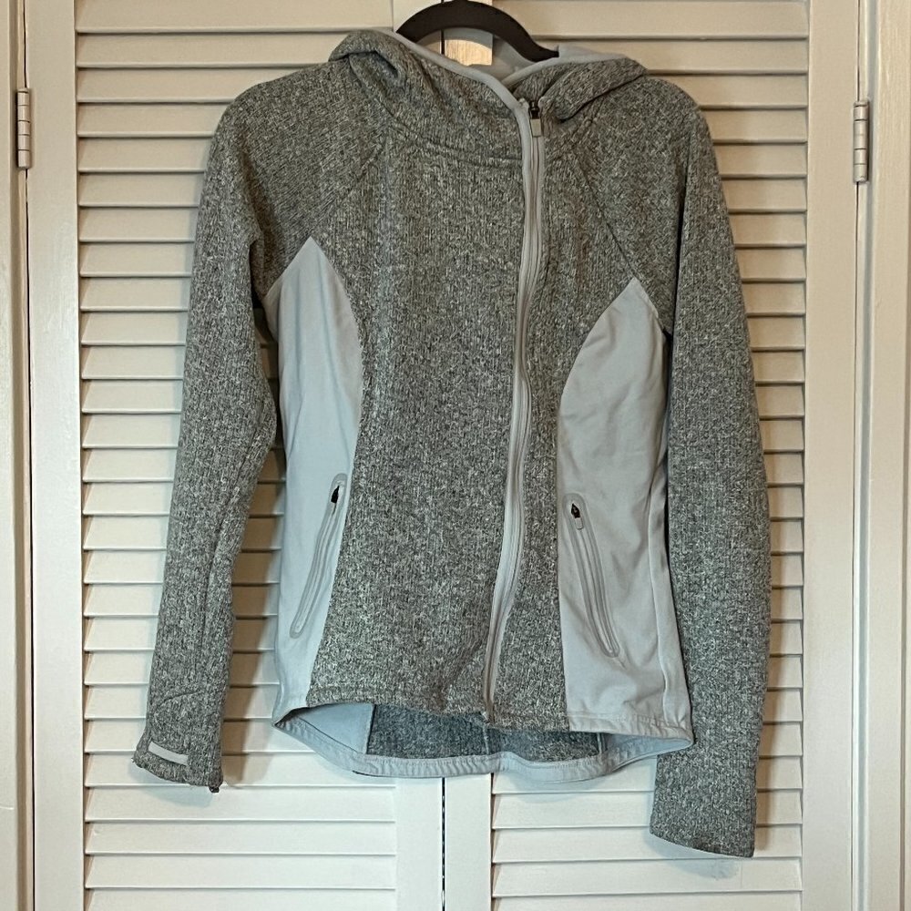 Athleta Daybreak grey full zip lightweight jacket hooded small